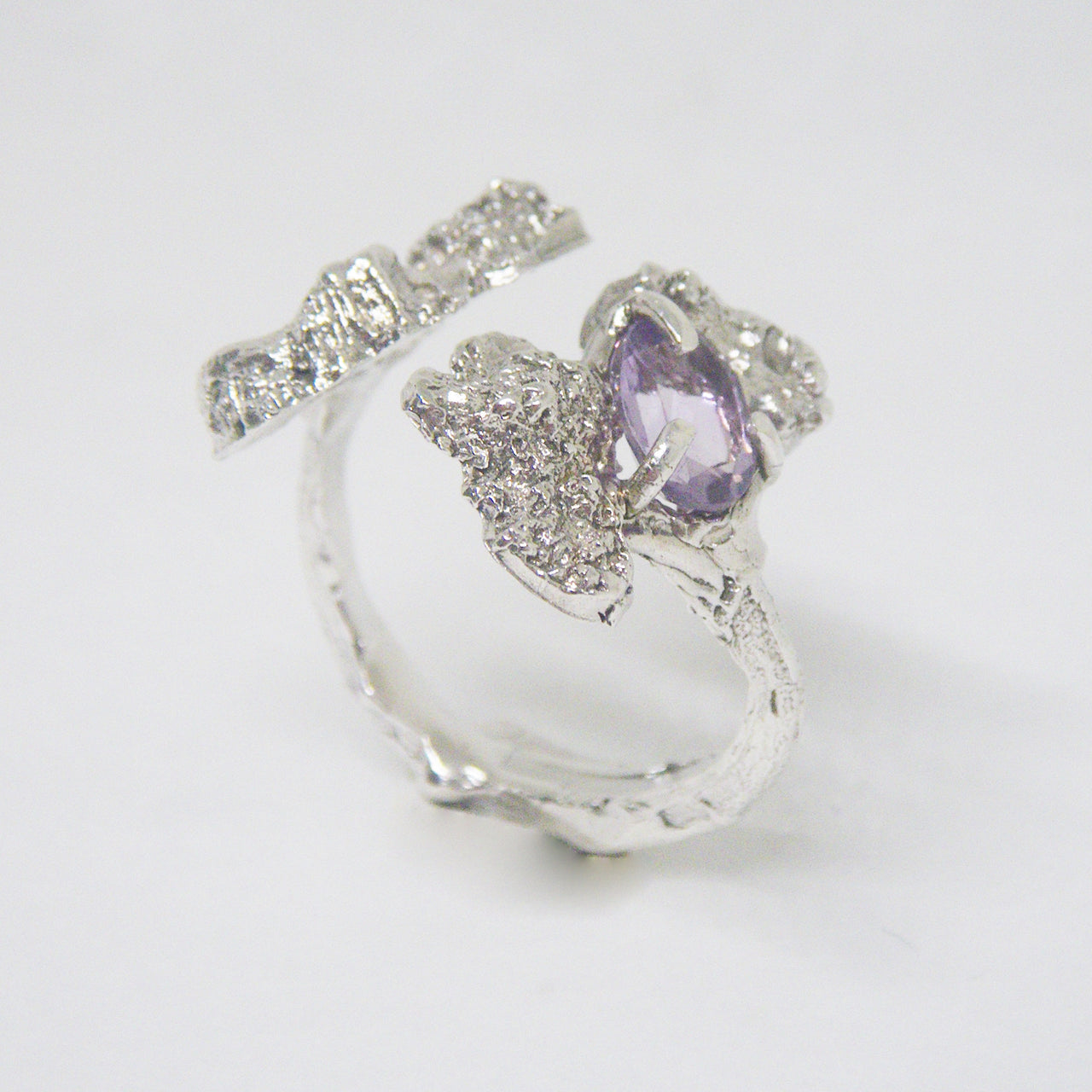 Amethyst Silver Broccolin Ring