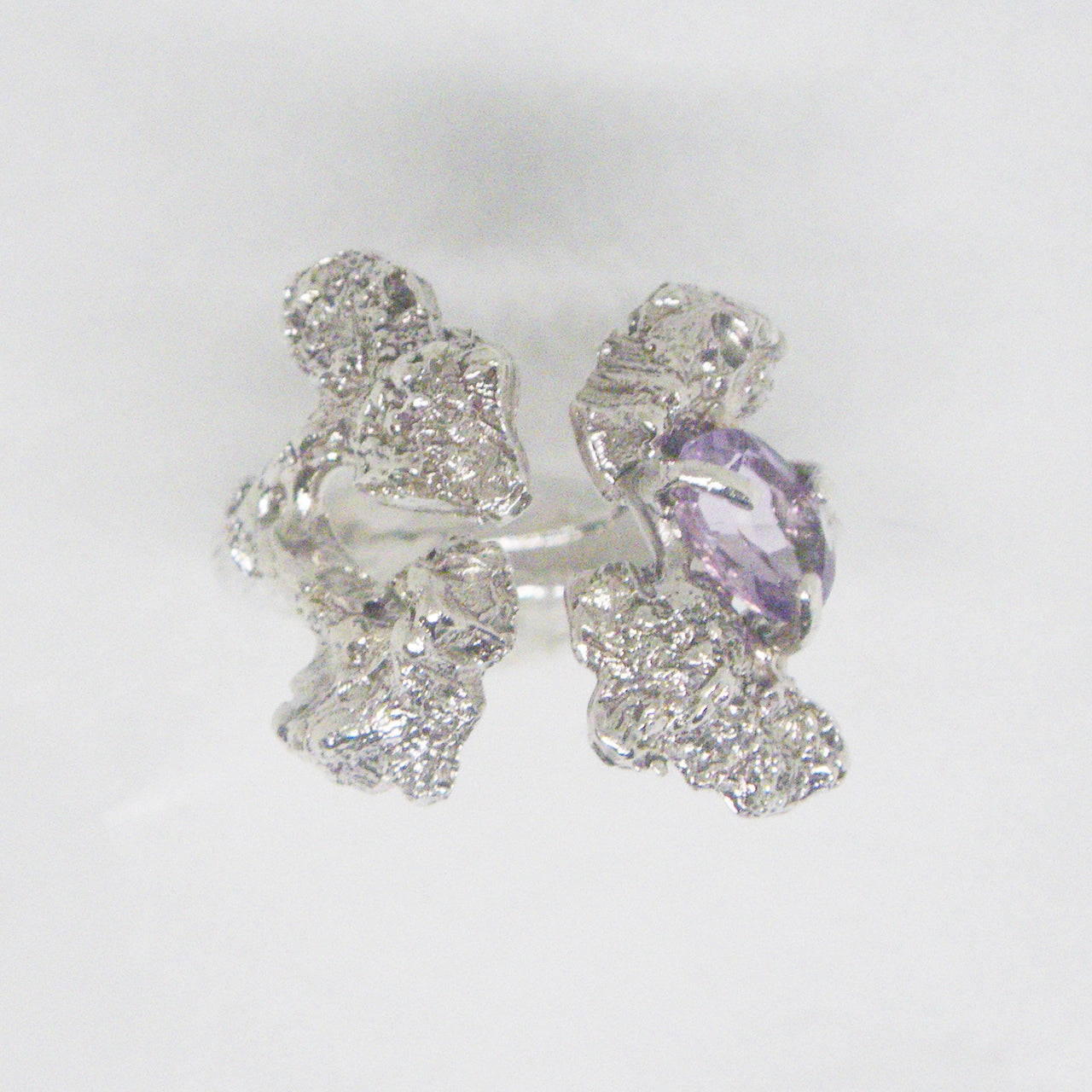 Amethyst Silver Broccolin Ring