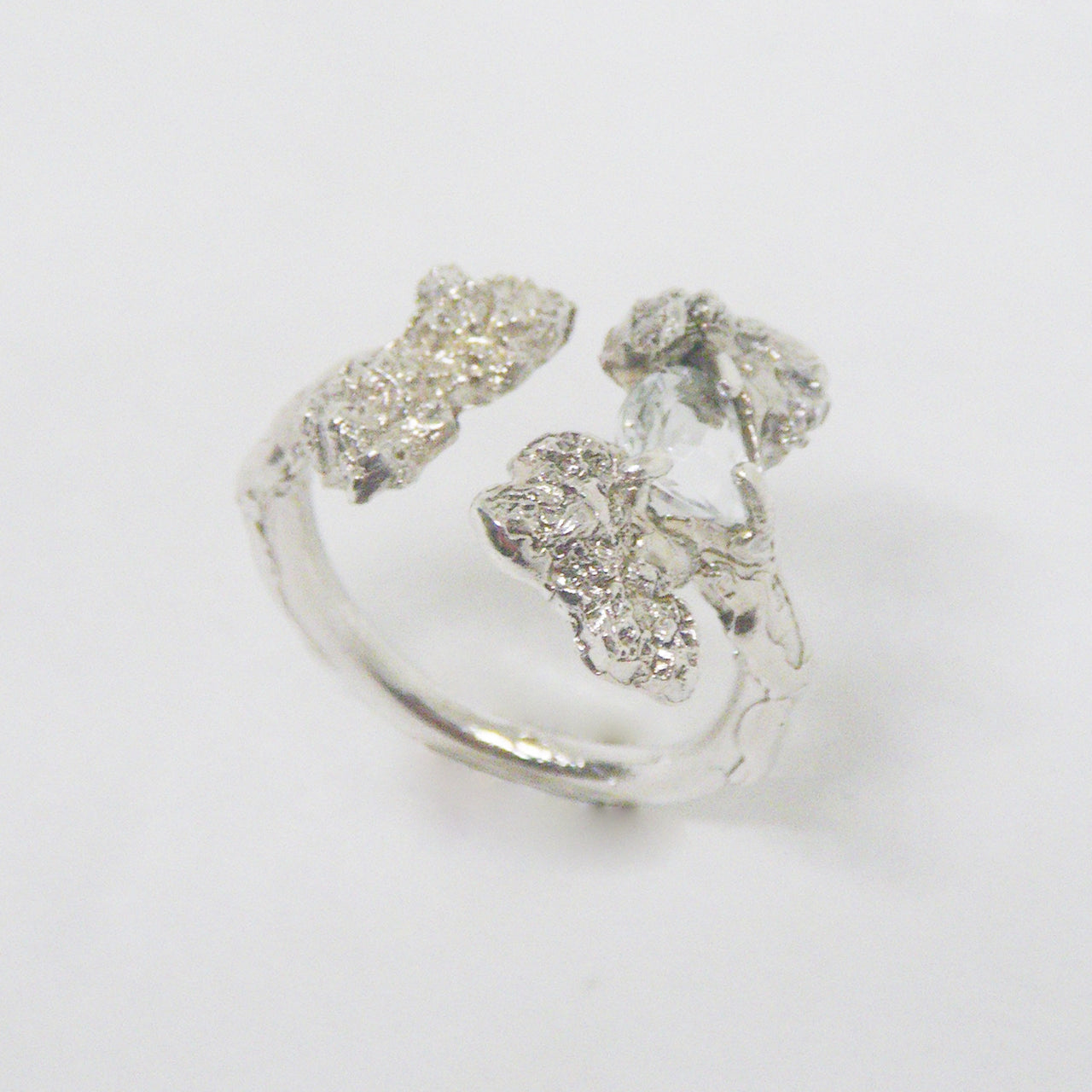 Acquamarine Silver Broccoli Ring