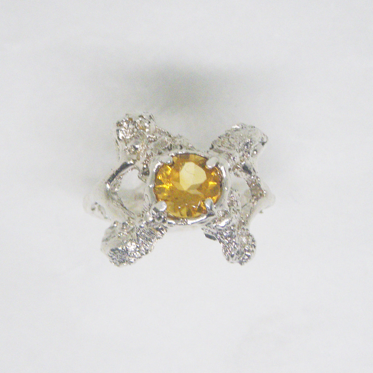 Citrine Silver Broccoli Ring