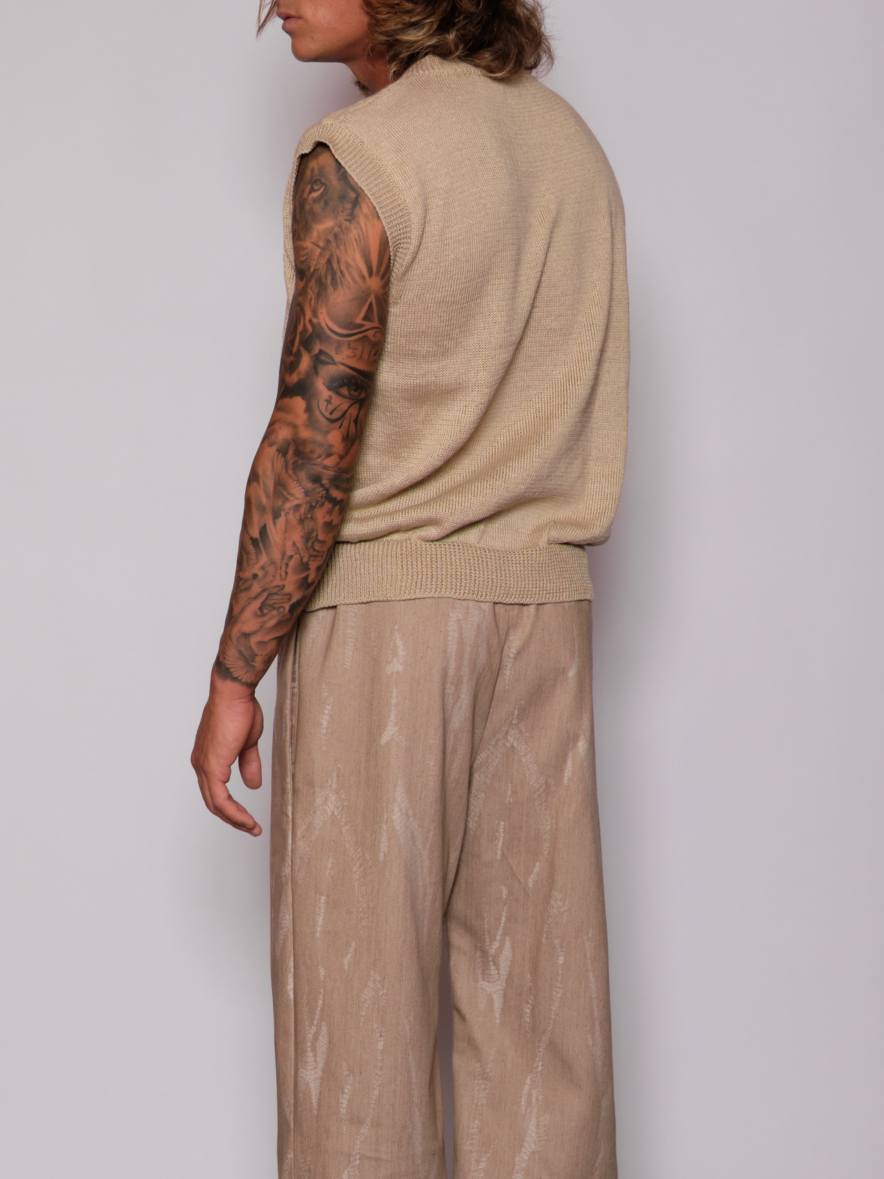 Gilet lino cotone beige