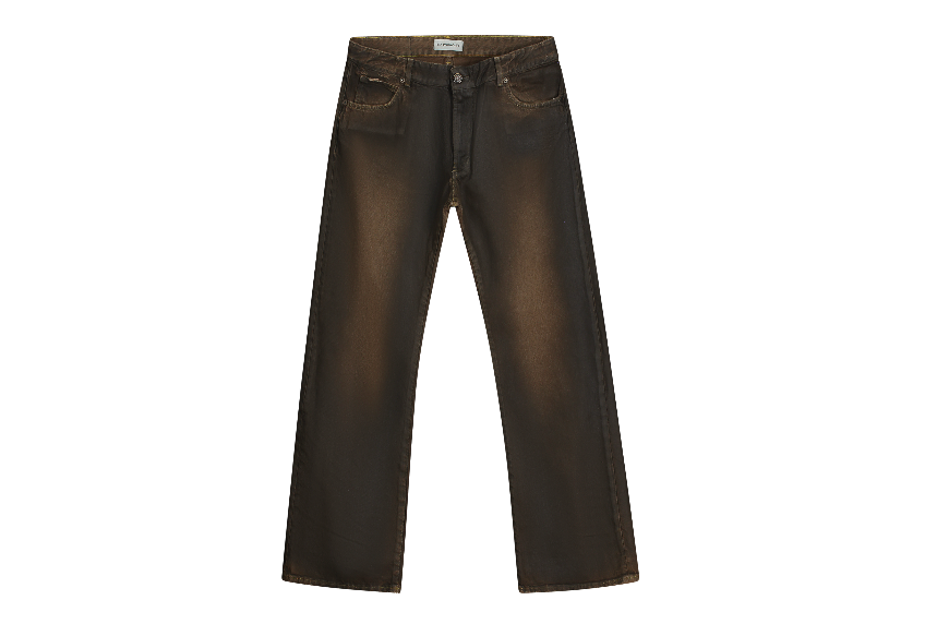 Brown Coated Denim Pants