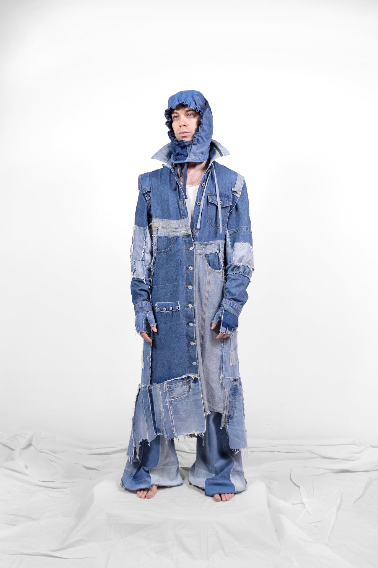 Upcycled denim coat