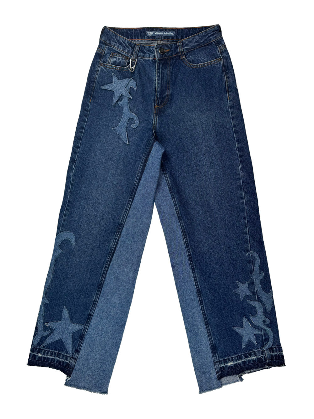 Upcycled denim sky pants